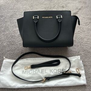 Michael Kors Black Satchel with Gold Accents